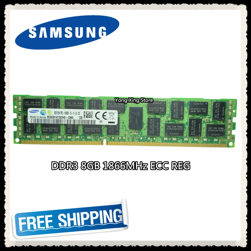 Серверная память Samsung DDR3 8 ГБ 16 1866 МГц ECC REG PC3 14900R DIMM RAM 14900 8G 2RX4 X58 X79|Оперативная