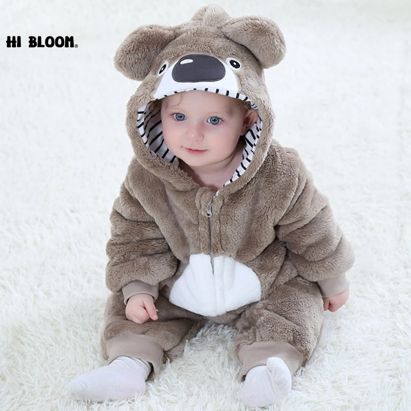 

Flannel Baby Boy Girl Romper Clothes Animal Cartoon Hooded Bear Baby Overalls Winter Toddler Jumpsuit Christmas Infantis Onesies