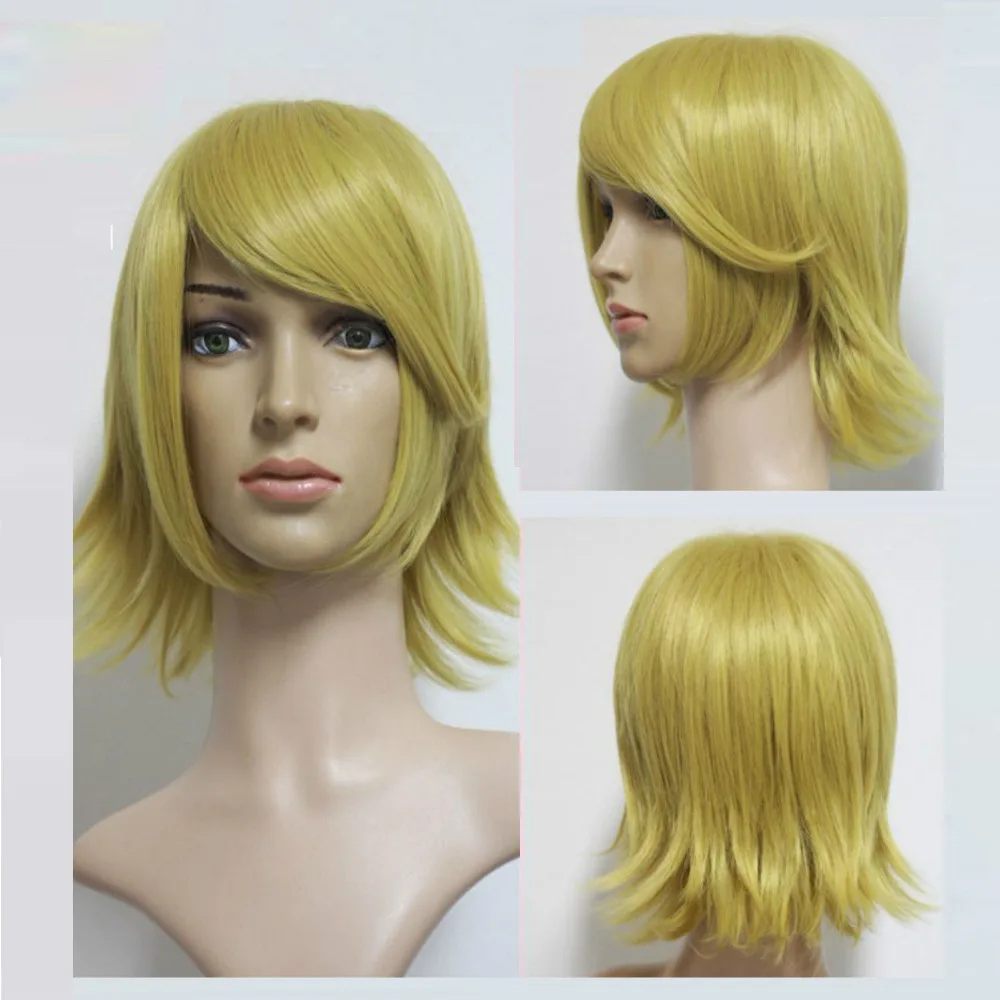 Vocaloid Kagamine Rin Cosplay Traje de Halloween Recta Corta Rubia