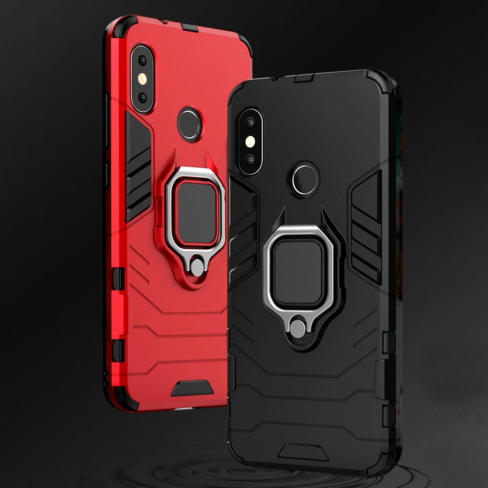 

EQVVOL Shockproof Armor Case For Xiaomi 8 Lite Pocophone F1 Max Mix 3 2s Cases For Redmi Note 4 5 6 Pro Finger Ring Holder Shell