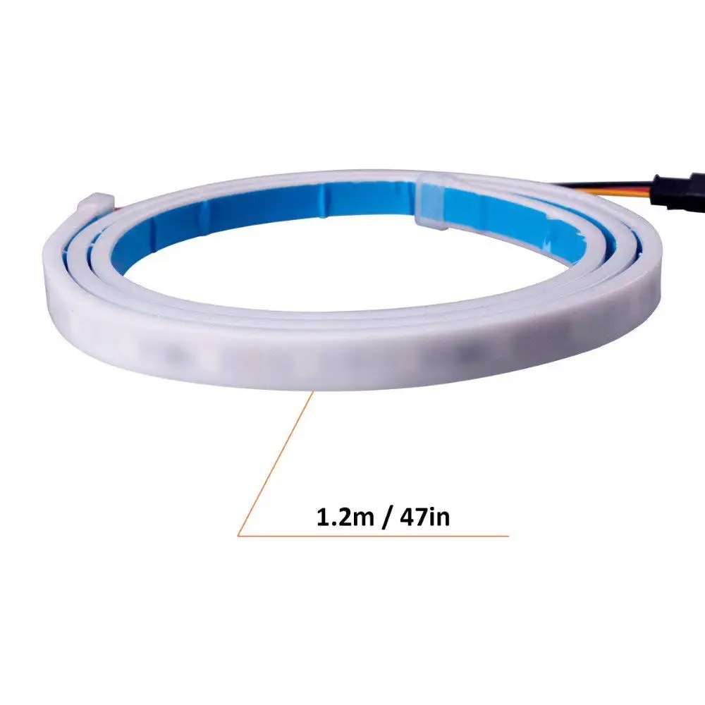 LED Strip Tail Light Streamer Flexible Brake Ice Blue Red Flowing Rear Trunk Dynamic Turn Signal Reverse Warning Flash Lights