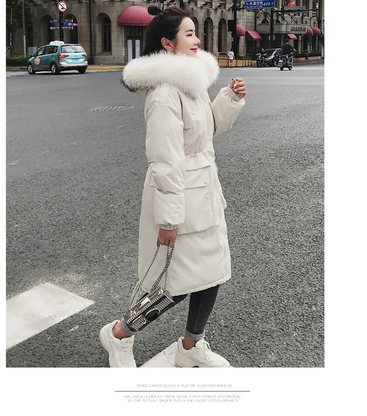 Big collar fur down parka women jacket pocket female thickening coat winter coat women down parka goose 8809