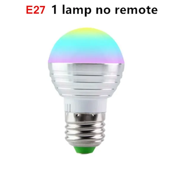 E14 E27 светильник с регулируемой яркостью, RGB/RGBW Led лампы 3W 85-265V 110V 220V Красочные светодиодные лампы люстры светодиодный светильник+ ИК-пульт дистанционного управления с 24-мя клавишами - Испускаемый цвет: E27 1 bulb no remote