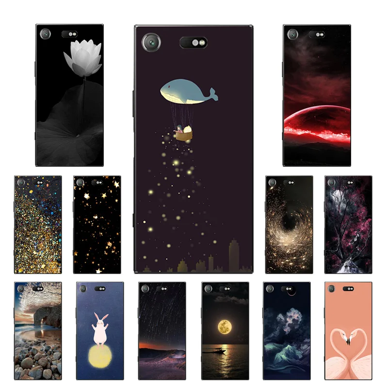 

4.6' Cover for Sony Xperia XZ1 Compact Phone Cases Golden Printing Coque for Sony Z1 Compact Soft Silicone TPU Shell