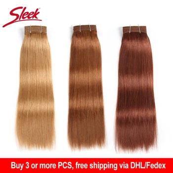 

Sleek Double Drawn Brazilian Yaki Straight Human Hair Weave Bundles Remy Pure Color 27 Brown Burgundy Red 99J Hair Bundles 113g