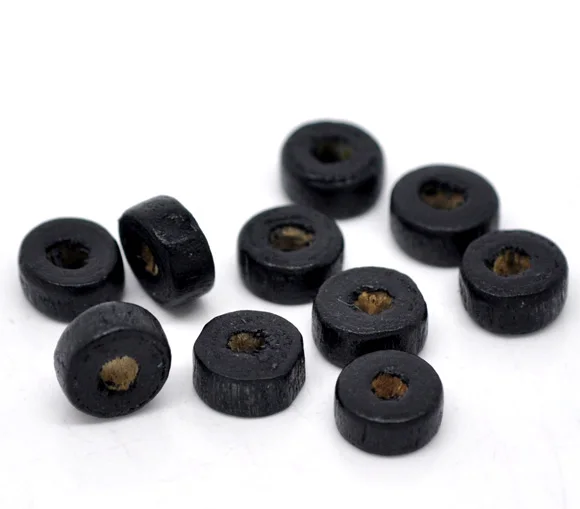 

DoreenBeads Wood Spacer Beads Flat Round Black About 8mm( 3/8") Dia, Hole: Approx 2.6mm, 300 PCs new