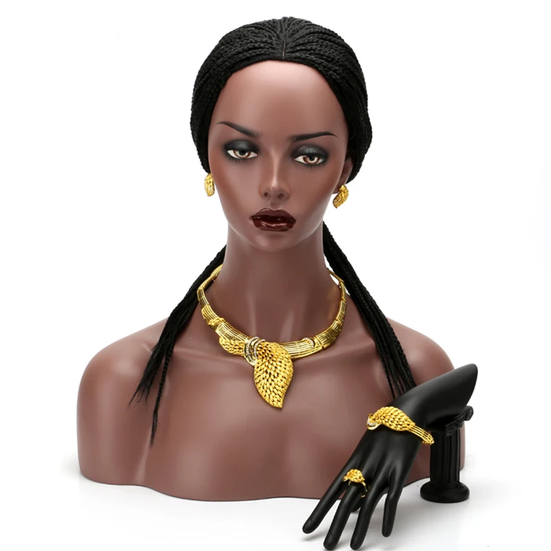 Набор ювелирных изделий для женщин серьги/ожерелье золотого цвета белый камень