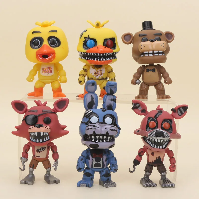 

6pcs/set FNAF Five Night At Freddy's Figure Nightmare chica Freedy Nightmare bonnie foxy PVC Action Figure Toy 10CM