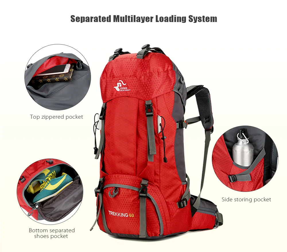 60L водонепроницаемый рюкзак для путешествий на открытом воздухе, спортивная сумка с дождевиком, рюкзак для выживания, походный мочила для похода