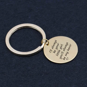 

Round Keyring Father's Day Gift Priting I'll ALWAYS BE YOUR LITTLE GIRL YOU'LL ALWAYS BE MY HERO Keysholder Keyfob