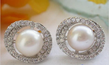 

Miss charm Jew00001 AA++ New Style 11MM white ROUND PEARL 925SILVER EARRING