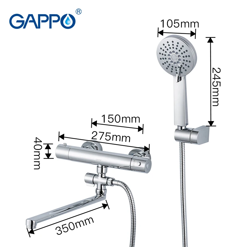 Billig GAPPO dusche wasserhahn badezimmer thermostat mischbatterie bad dusche mixer runde Zubehör wasser rohr 1,5 m regen dusche kopf SPA