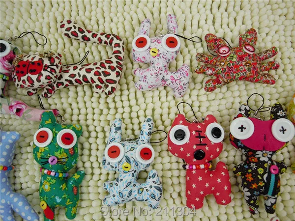 Cloth Button keychains - 3