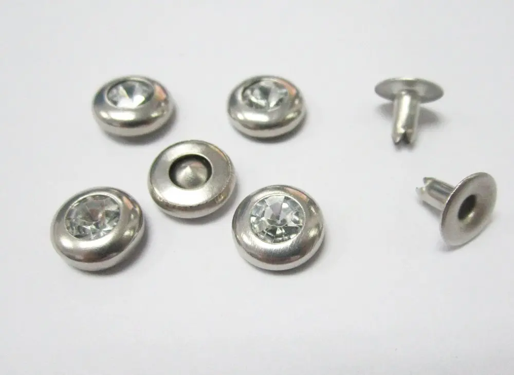 Free shipping, 9.5mm Clear rhinestone rivet, wholesale and retail