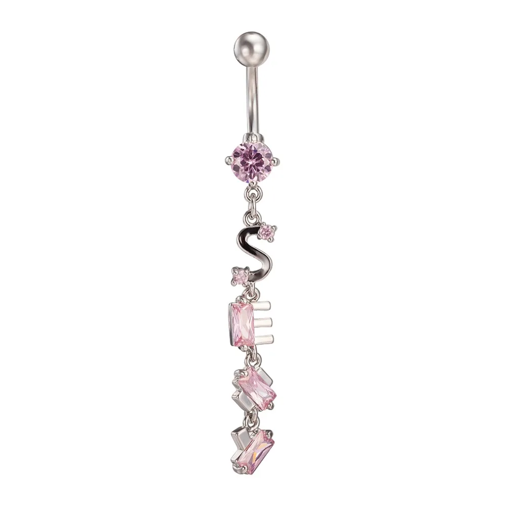 

"S" letter zircon crystal Surgical Steel Belly Button Rings Sexy Dangle Navel Piercing Rings Rhinestone Body Jewelry