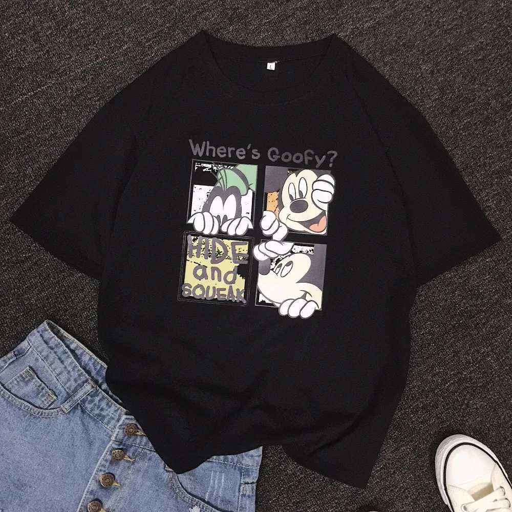 2019 جديد ميكي ماوس تي شيرت النساء القطن الطباعة فضفاضة الإناث التي شيرت الكورية لطيف المحملة ملابس النساء قمم 2019 جديد ميكي ماوس تي شيرت النساء القطن الطباعة فضفاضة الإناث التي شيرت الكورية لطيف المحملة ملابس النساء قمم