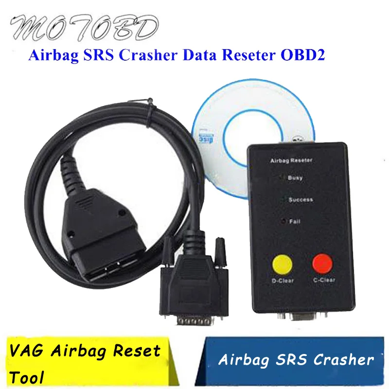 For VAG Airbag Resetter Reset Tool Airbag SRS Crasher Data Resetter OBD2 OBDII 16 Pin Connector temperature gauge