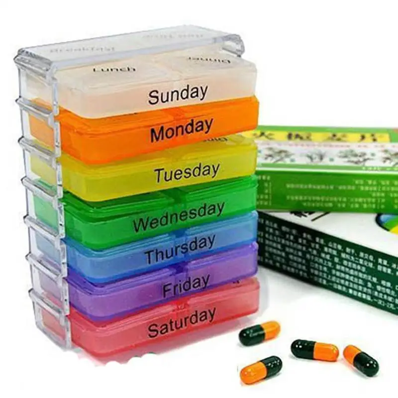7 дней Пластиковые чехлы сортировочная коробка контейнер для планшета еженедельная диета таблетки коробка для хранения лекарств ежедневный контейнер для лекарств Органайзер