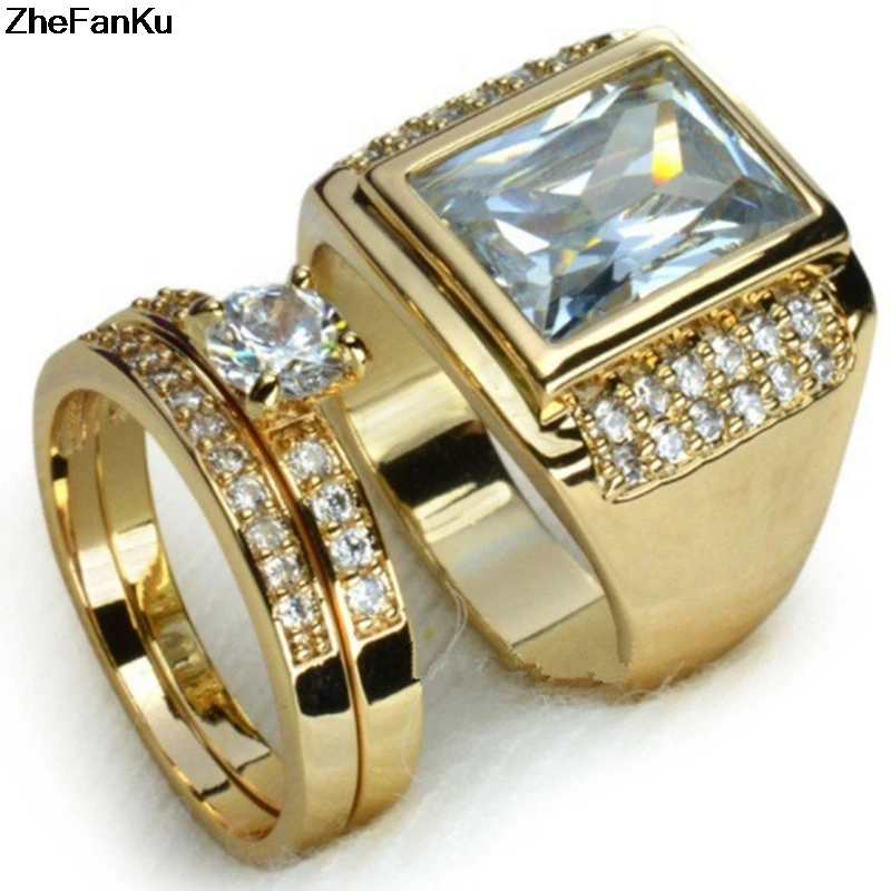 Fashion Jewelry Wedding Rings Pair For Couple Engagement Ring Cubic