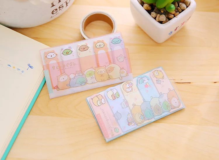 Симпатичные Sumikko Gurashi с ПВХ чехол dhesive блокнот для заметок декоративные наклейки студенческие канцелярские принадлежности Школьные офисные принадлежности