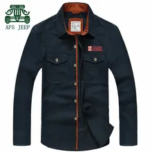 AFS JEEP Herbst männer Vollständige Sleeve Baumwollhemd, Gute Qualität Aus Reiner Baumwolle Widerstehen Tragen Militärischer Hemd, Einfarbig Beiläufige Dünne Hemd