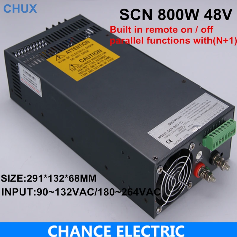 

parallel functions with(N+1)switching power supply 48V 16A 800W 110~230VAC single output for cnc cctv led light(SCN-800W-48V)