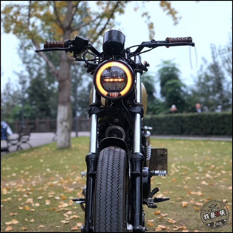 Мотоцикл светодиодный фары Hi & Lo луч янтарные лампочки для фар Harley Suzuki Yamaha Honda Кафе