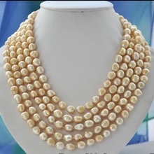 Длинные 12 мм, цвет шампанского искусственный жемчуг в стиле барокко ожерелье 100 дюймов Свадебные украшения кристалл женщин