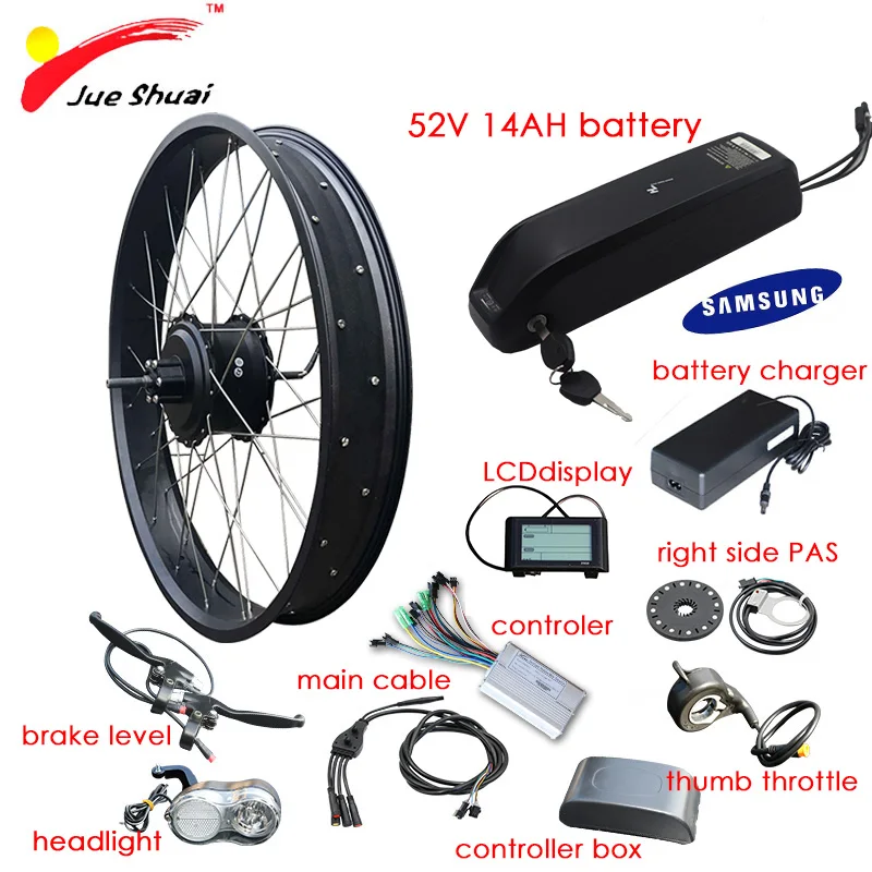 2" 4,0 упитанный электровелик комплект для переоборудования электрического велосипеда 48V 1000W задний мотор для центрального движения колеса с samsung LG батарея с толстыми покрышками амортизационная вилка для велосипеда, фара для электровелосипеда в Байк, способный преодолевать Броды