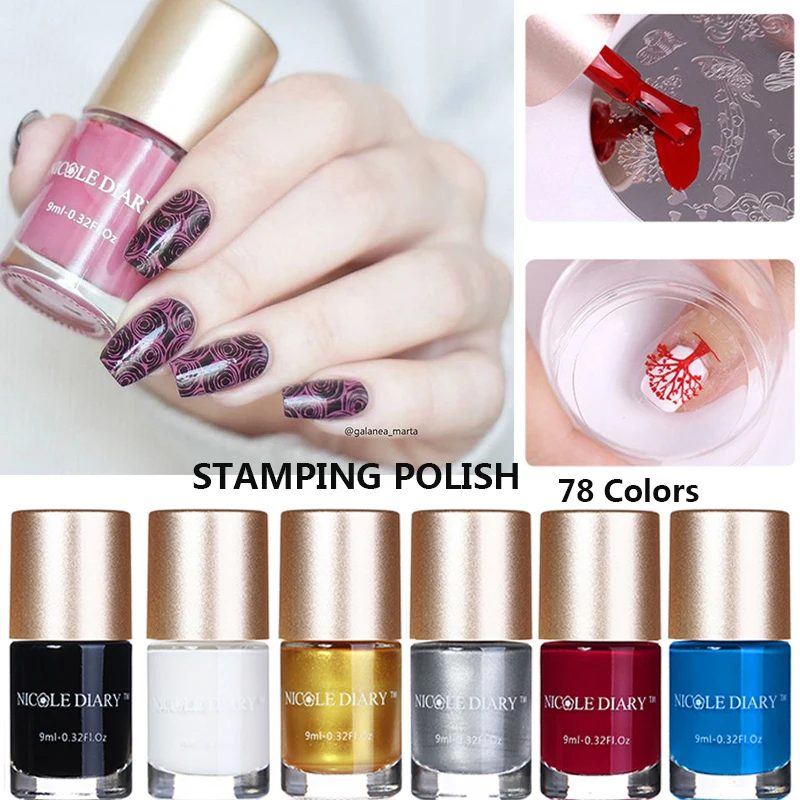 

Nicole Diary Nail Art 1 Bottle Nail Stamping Polish Varnish Colorful Nail Art Plate Printing Metallic Shell Polish Painting