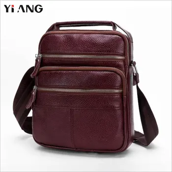 

YIANG Men Fashion Shoulder Bags Casual Business Genuine Leather Men's Messenger Bags Mini Travel Cross Body Single 2018 New Hot