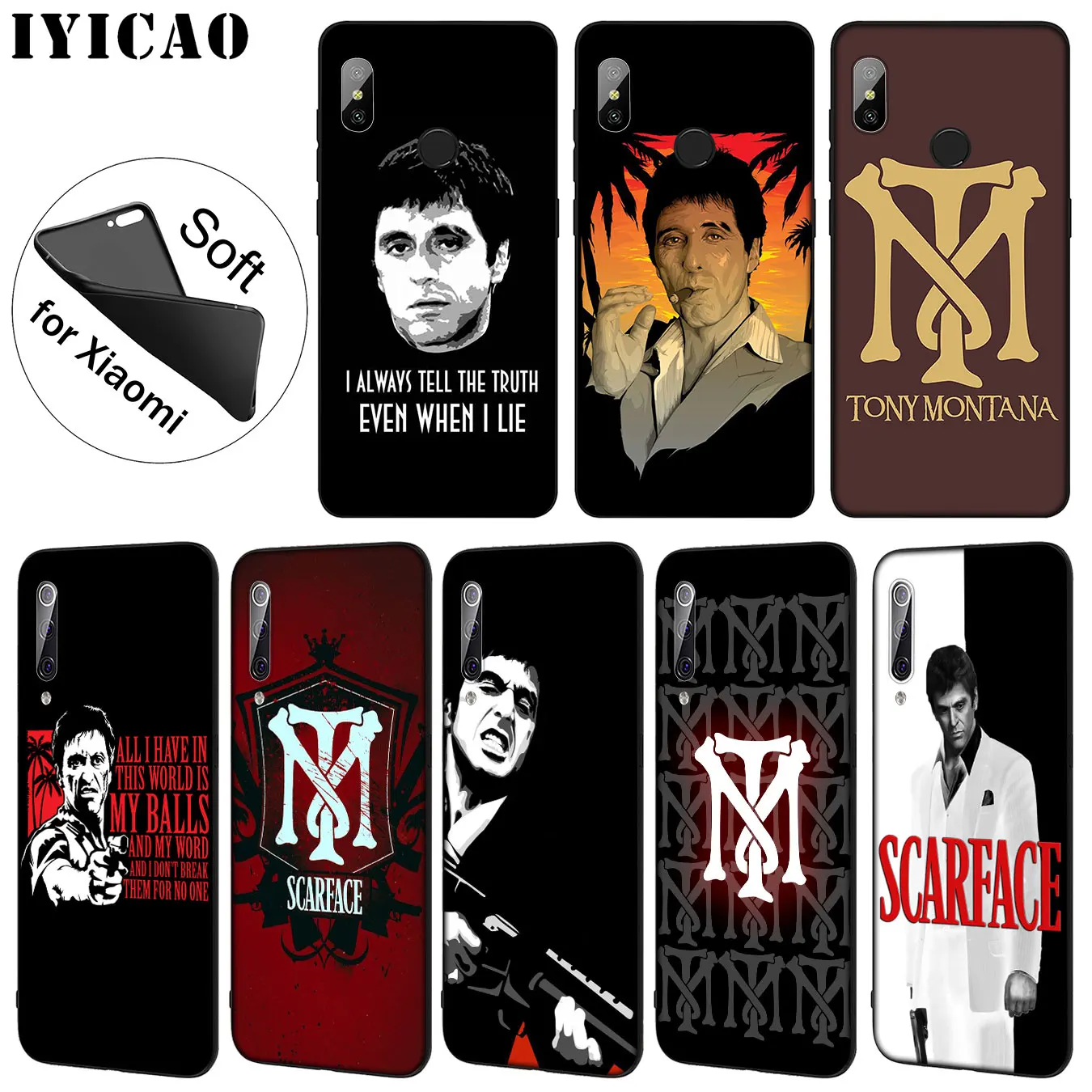 Scarface Tony Montana Luxury High-end Protector Soft Case for Xiaomi Mi 10 9 9T CC9 CC9E 8 SE A3 Pro A1 A2 Lite 6 pocophone f1 |