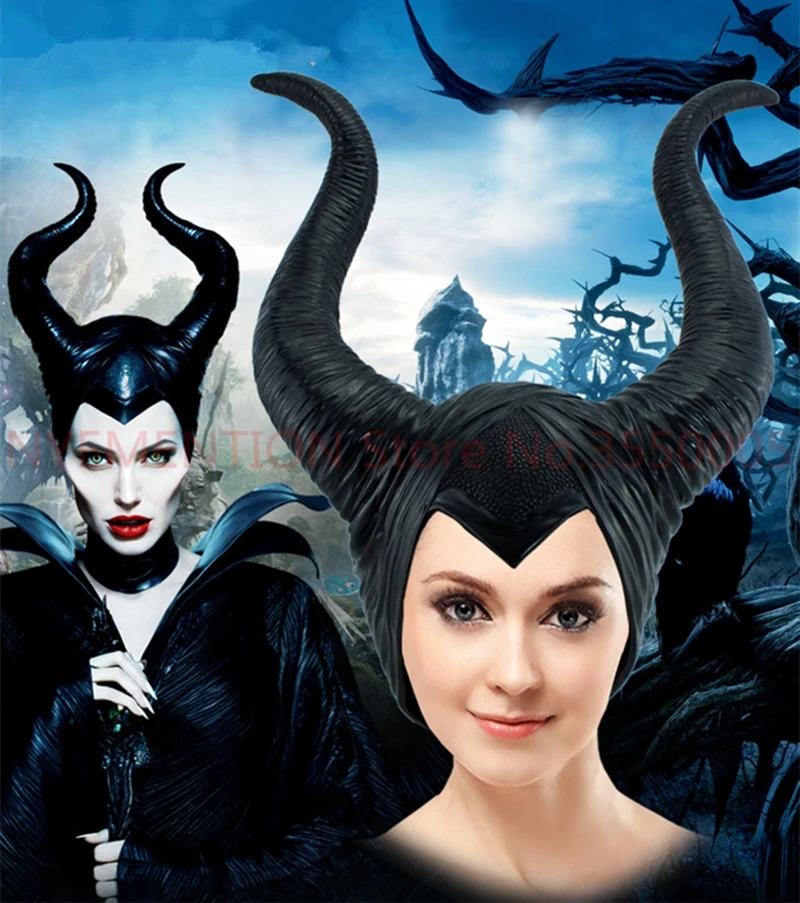 Maleficent Horns взрослых Для женщин Хэллоуин Детский костюм для вечеринок Jolie головной убор для косплея шапка шлем Мода натуральная латекс