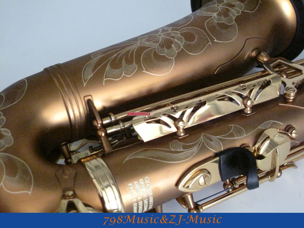 Матовые кофейные и золотые лаковые клавиши альт саксофон Sax High F # Abalone ключ с