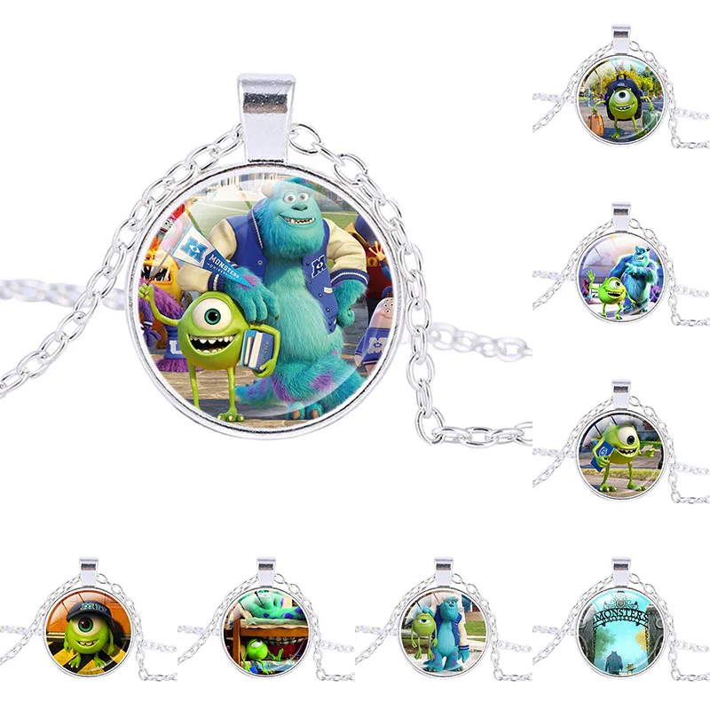 Handmade Mike and Sully pendant Monsters University necklaces silver