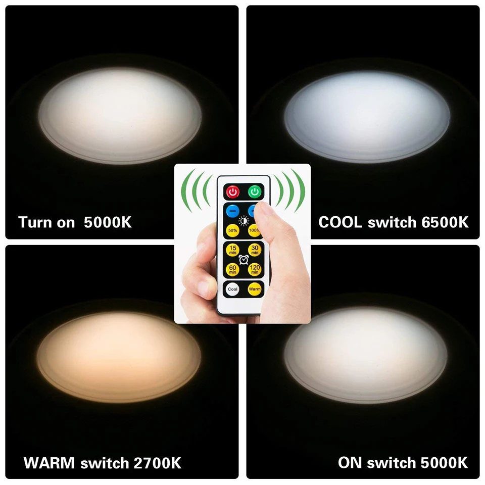 Xsky сенсорный светодиодный светильник для шкафа с регулируемой яркостью белый+ теплый белый беспроводной светодиодный светильник шайба с дистанционным управлением