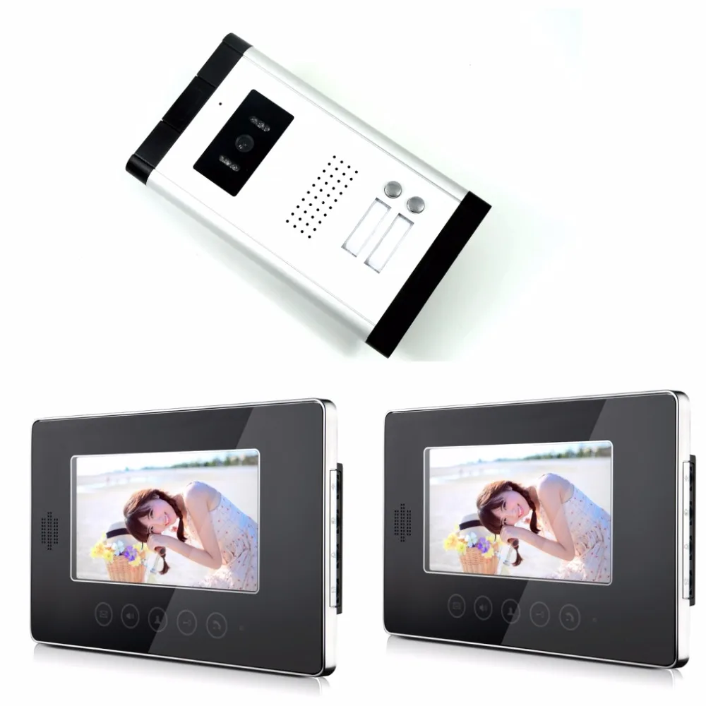 

7" Security Doorbell Camera Touch Key Video Interphone Night View Doorbell Intercom Video Intercom 2 monitor+1 camera