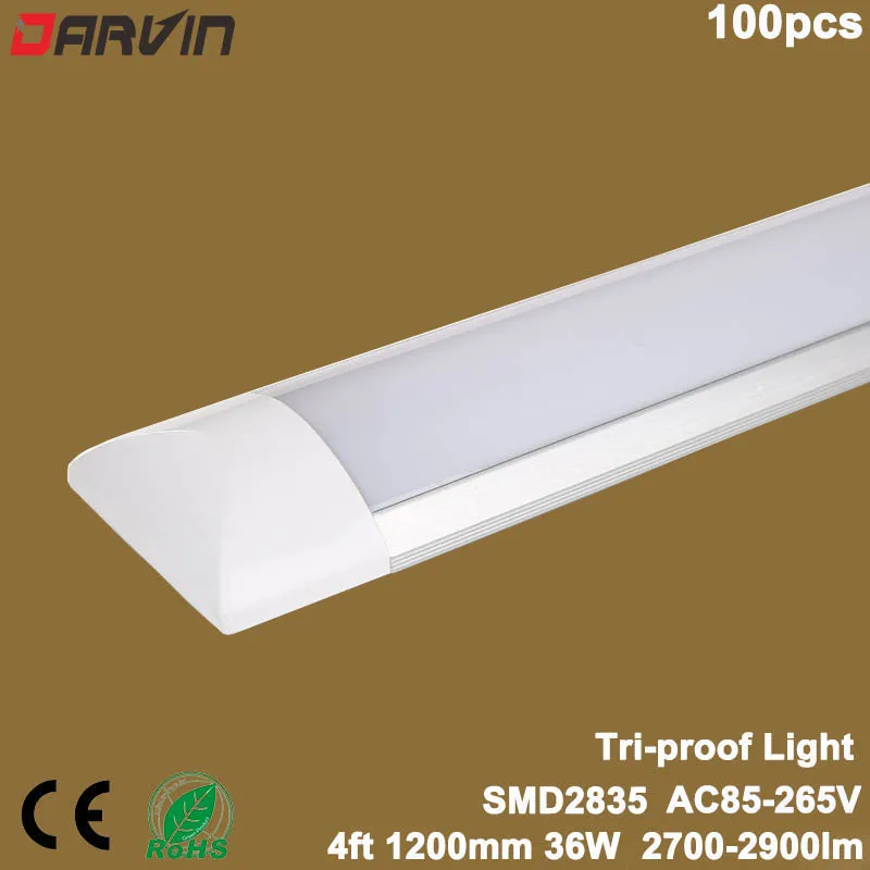 Led Light Tube tri-доказательство чистой очистки Light Tube 4ft 36 Вт 1200 мм плоские светодиодные свет софитов 110 В 220 В лампы светодиодные трубки