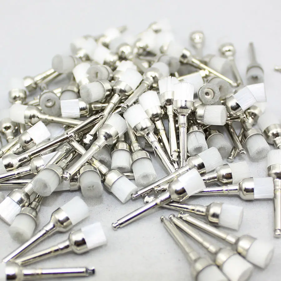 

100 Pcs/Set Dental Nylon Latch Flat Polishing Polisher Prophylaxis Polish Brush/Cup/Bowl White