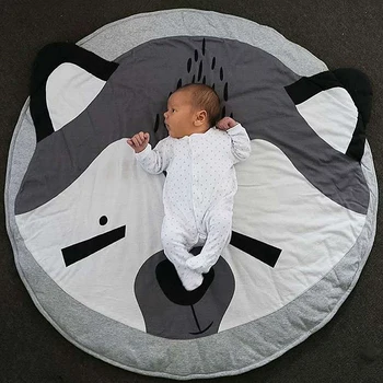 

Kawaii Animal Print Koala Panda Rabbit Fox Round Cotton Carpet Soft Sleeping Baby Play Mats Activity Room Decoration