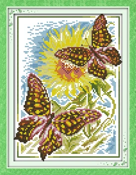 

Joy Sunday The butterfly sunflower Counted Cross Stitch 11CT14CT Cross Stitch Set Chinese Cross-stitch Kit Embroidery Needlework