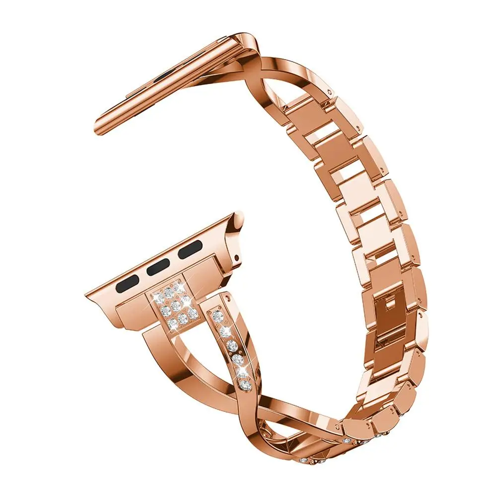 

Rose gold color Replacement Wrist Strap X-Link Rhinestones Smart Watch Band for Fitbit Versa