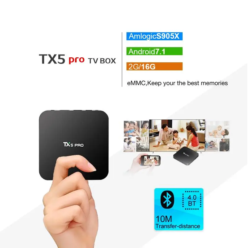 

Tanix TX5 Pro Amlogic S905X Android 6.0 Set Top Box 4k 1.5GHz 2G/16G KD Smart Media Player WiFi BT 4.0 Set-top Box