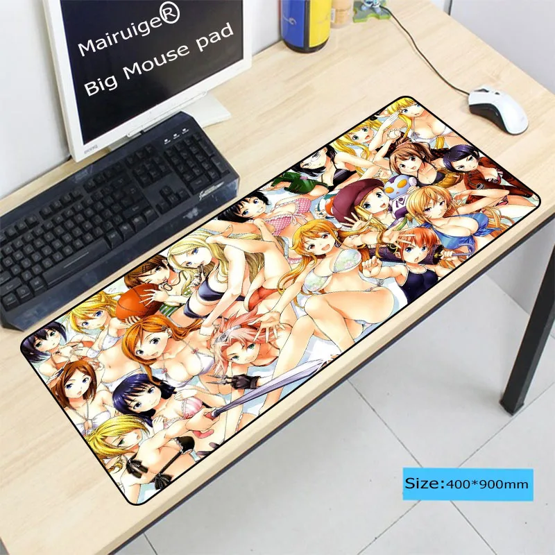 

Mairuige Free Shipping Sexy Anime Girl Large Gaming Mouse Pad Mousepad Locking Edge For Laptop PC Mousepad dota2 Mat for gamer