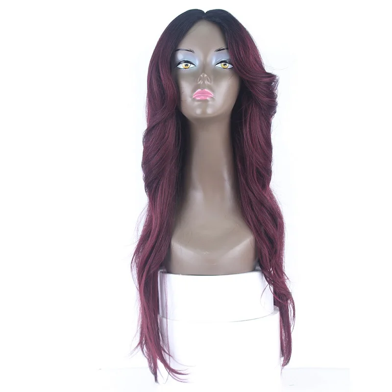 Alinova Body Wave Synthetic Hair Wigs Lpart& Lace Front Synthetic Lace Front Wig For Black Women 150% Density - Color: DRBG