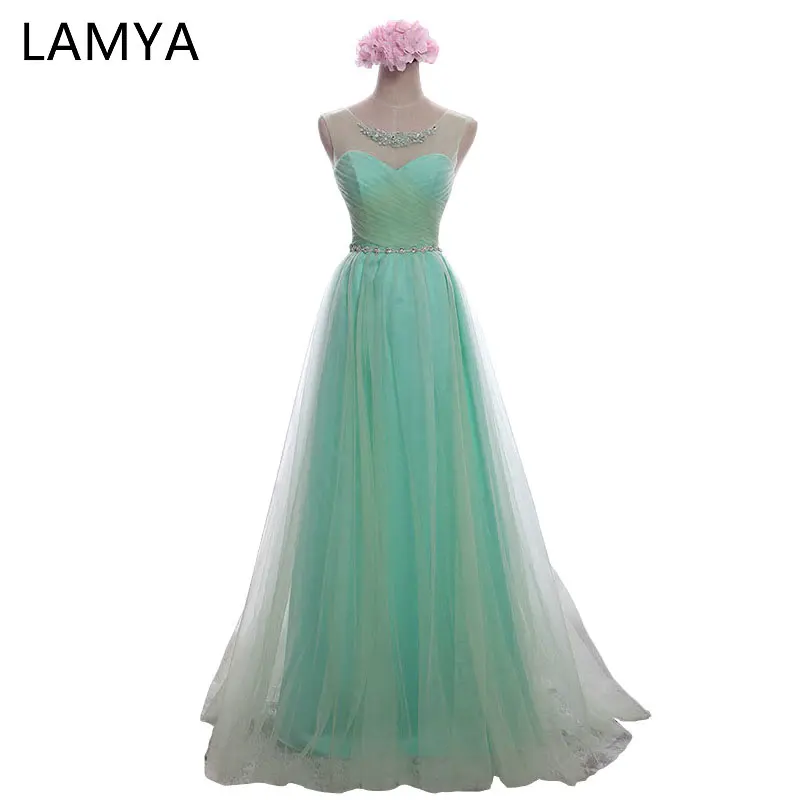 

LAMYA Crystal Long Formal Evening Dress Chiffion 2019 Women Vestidos De Novia