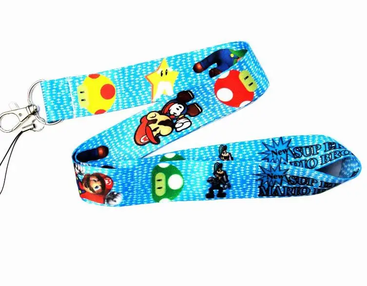 1 Pc Hot sale Cartoon Super Mario Bros Lanyard Keys ID Cell Phone Neck Strap Toys Action Figure Toy for kids Gift