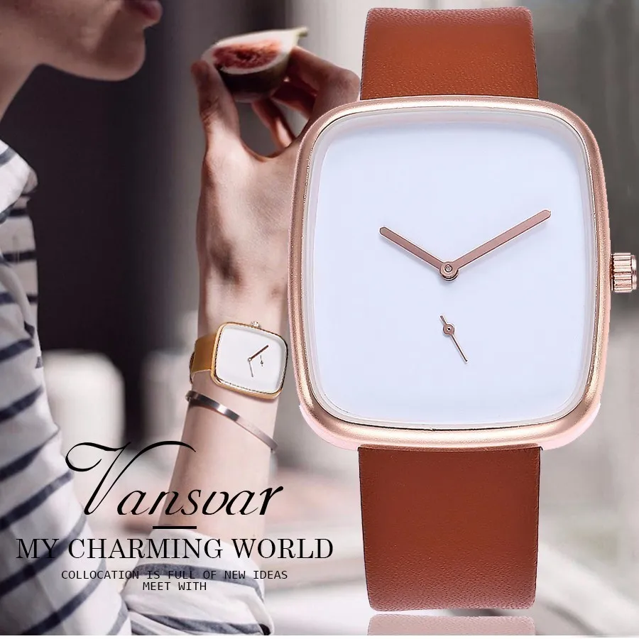 

New Fashion Double Movement Watch Vansvar Brand Irregular Shape Simple Men Women Wristwatches Quartz Watch Reloj Mujer Hot