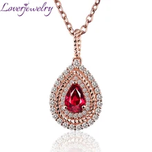 Роскошные женские ювелирные изделия груша 4x6 мм 18 К розовое золото натуральный алмаз Рубин драгоценный камень для женщин кулон ожерелье на годовщина жены подарок