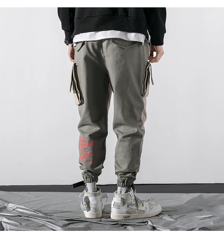 Брюки мужские штаны-шаровары в стиле хип-хоп для мальчиков с несколькими карманами с эластичной резинкой на талии, дизайнерские брюки-карго мужские уличные панк Беговые брюки в повседневном стиле